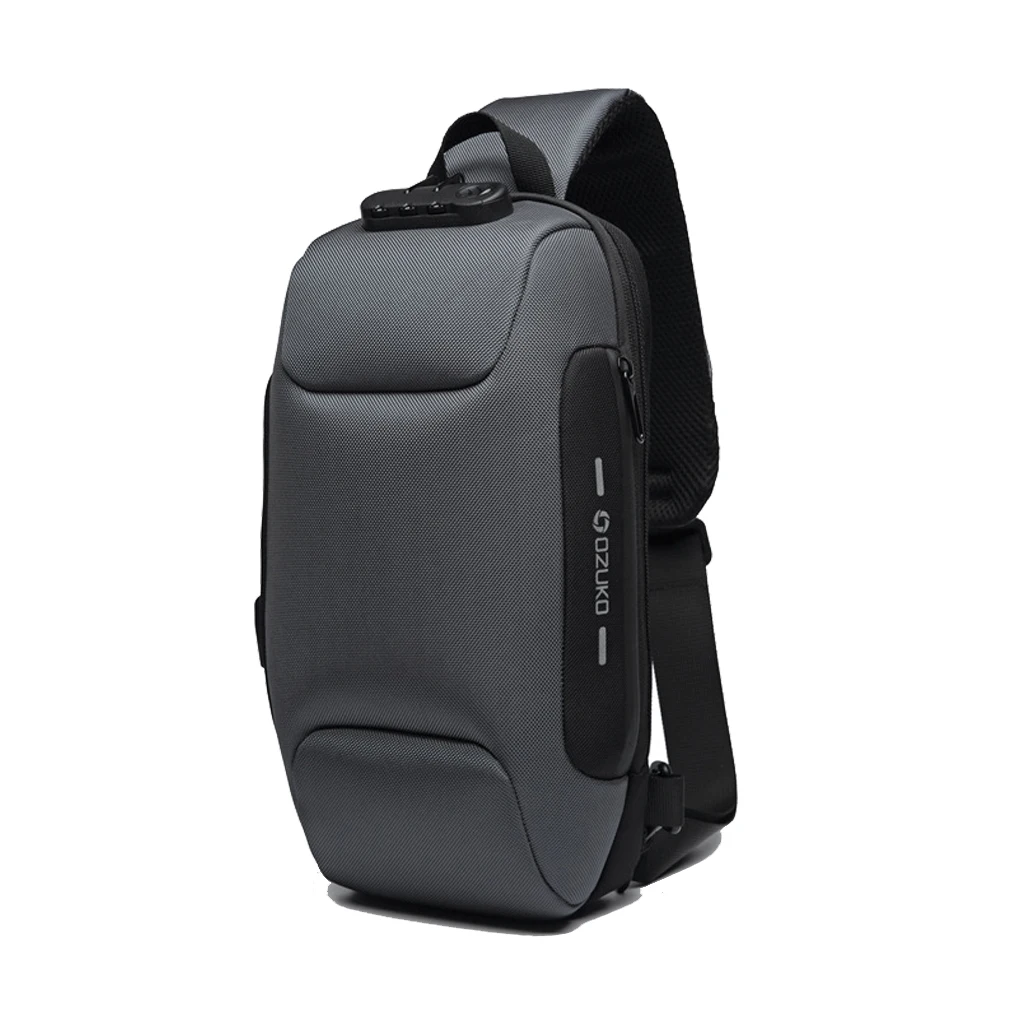 Мужская нагрудная сумка рюкзак Многофункциональный замок USB Противоугонный водонепроницаемый мобильный многокарманный рюкзак на плечо