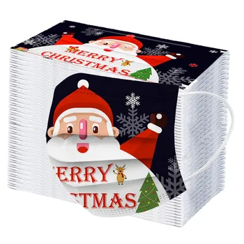 

100pc Adult's Disposable Protective Face Masks Christmas Printed High Quality Mask 3ply Earhook Non Woven Earloops Face Cover
