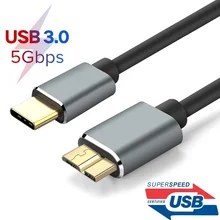 Usb c micro b cabo micro b usb3.0 cabo macho para macho cabo de dados caso hdd ssd disco rígido cabo para samsung seagate wd disco rígido