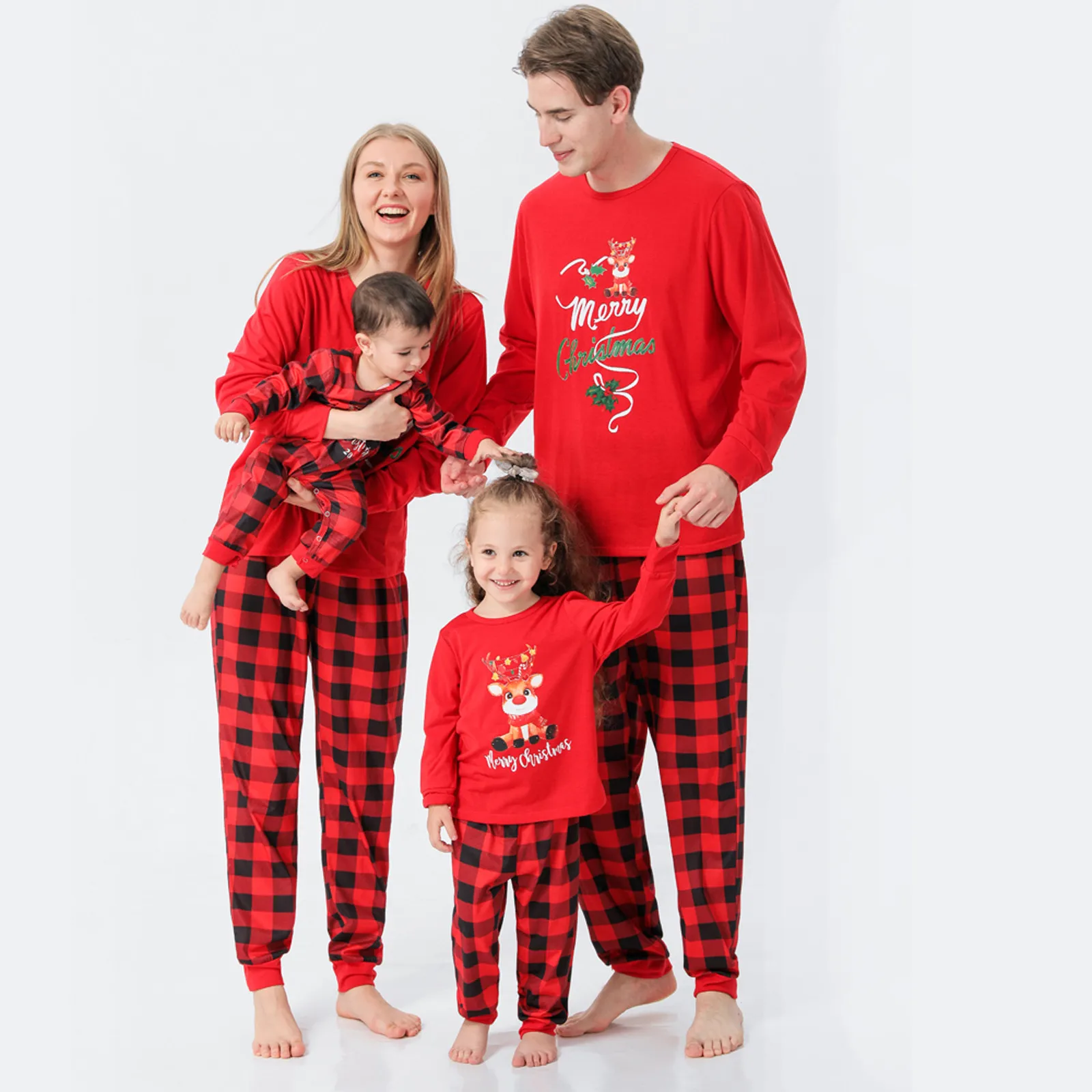 Bijpassende kerst Pjs Feestelijke familie pyjama groene kerst familie bijpassende pyjama set Kleding Gender-neutrale kleding volwassenen Pyjamas & Badjassen Pyjama Mijn familie bijpassende kerst pyjama set 
