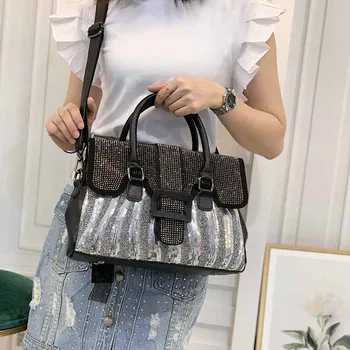 

European Station Contrasting Color Sequined Diamond Set Shoulder Strap 3728