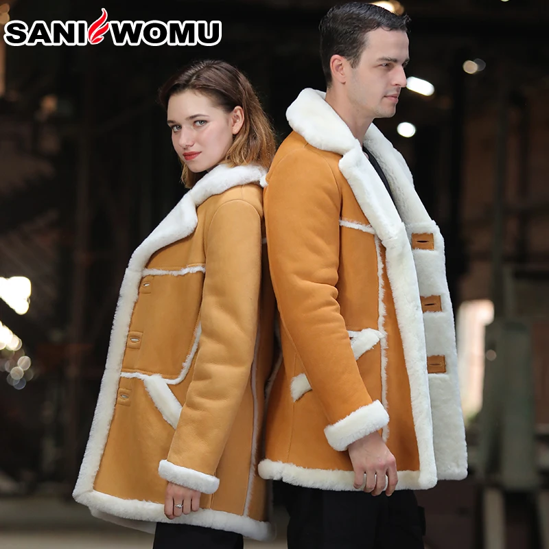 

Sani original ecological fur coat male long section slim sheepskin fur coat thick warm genuine leather jacket