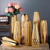 30CM Luxury Europe Gold Ceramic Vase Home Decor Creative Design Porcelain Decorative Flower Vase For Wedding Decoration 1
