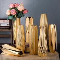30CM Luxury Europe Gold Ceramic Vase Home Decor Creative Design Porcelain Decorative Flower Vase For Wedding Decoration 1