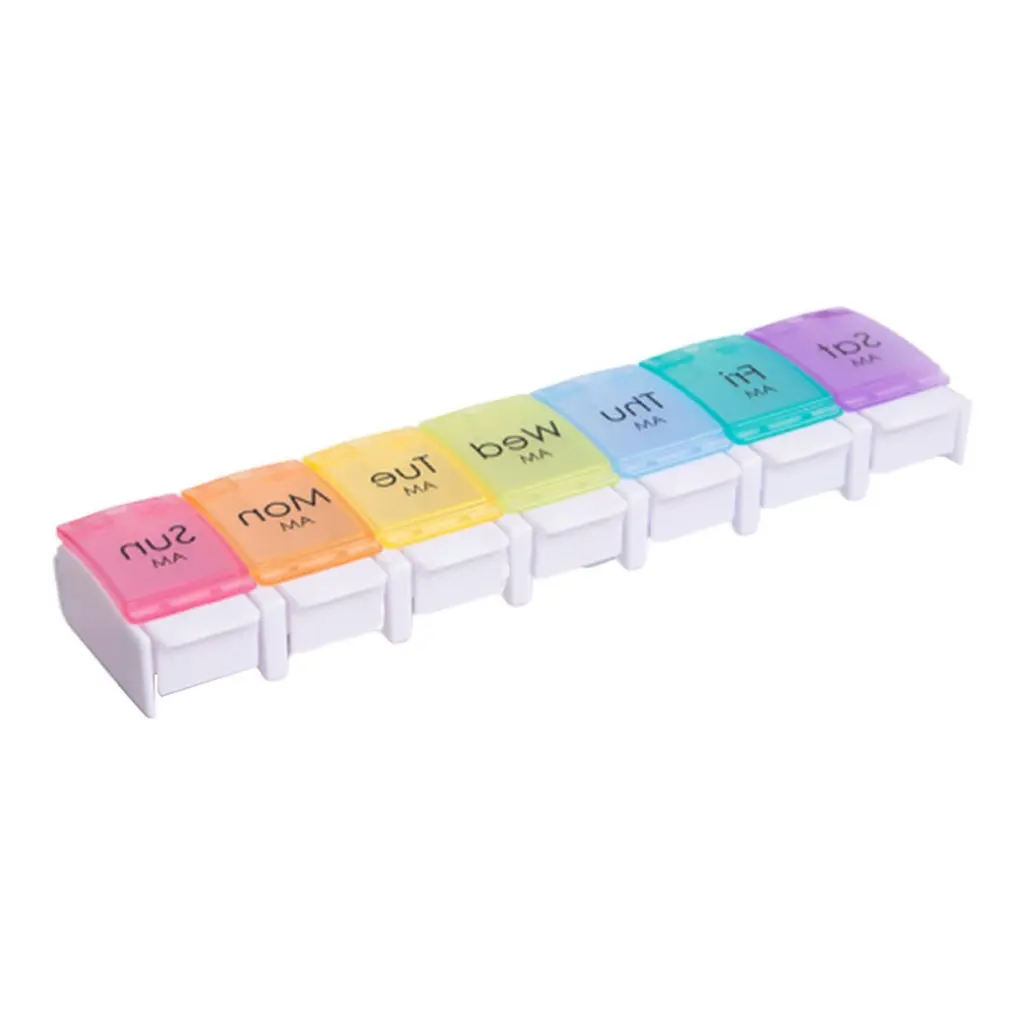 Single Row 7 Squares A Week Bounce Combination Grid 7 Color Rainbow Seven Color Morning Evening Pill Box