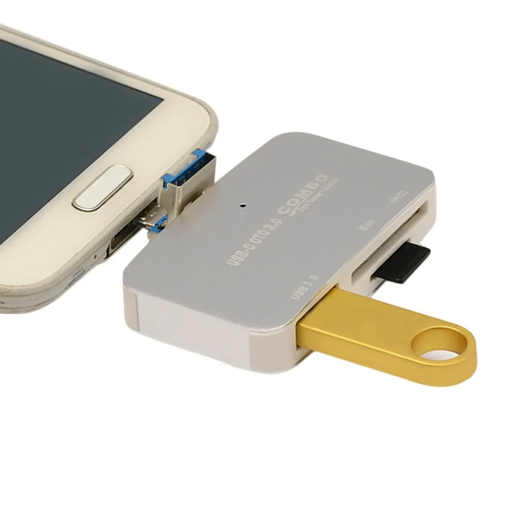 Алюминиевый сплав Универсальный USB3.0 и Micro USB 2 в 1 интерфейс Поддержка USB 3,0 концентратор безопасности цифровая карта памяти TF кард-ридер