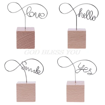 

Metal Words Wood Memo Clips Photo Holder Clamps Desktop Message Craft Stationery