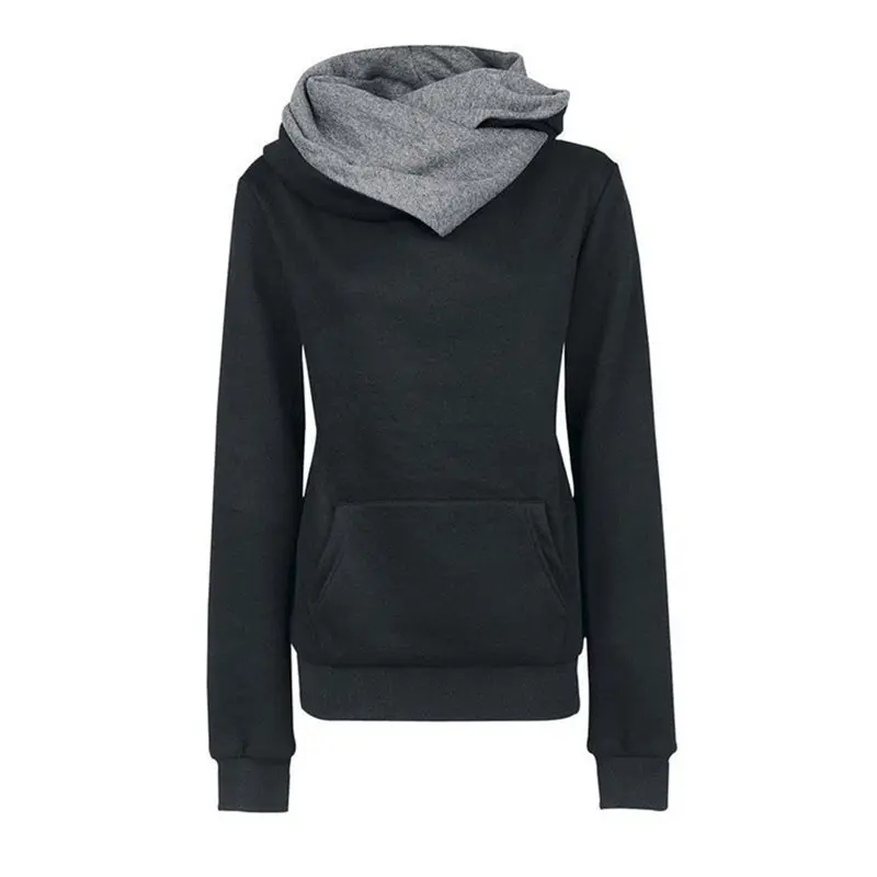 Women Hoodies Plus Size Gothic Long Sleeve Top Casual Black Hooded Sweatshirt Pocket Autumn Winter Thin Simple Fashion Tracksuit