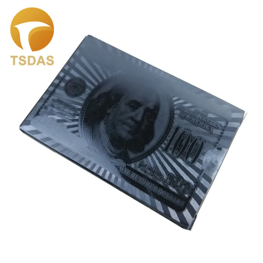 

Black American 100 Dollar Style Plastic Playing Card with Black Color Waterproof Custom Playing Cards for Fun Cool Gift