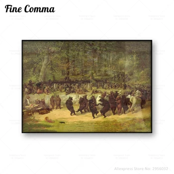 

The Bear Dance Painting William Holbrook Beard Vintage Poster Dancing Bears Wall Art Canvas Print Antique Animals Art Fariy Tale