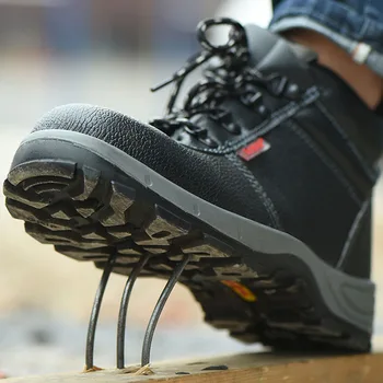 

Mens Steel Toe Work Safety Boot Warm Autumn Winter Leather Men Boots Anti-smashing Tactical Military Boots Work Safety Shoes