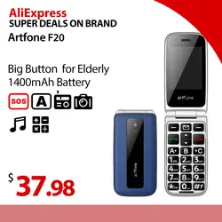 Artfone F20 Big Button Mobile Phone for Elderly, Unlocked Senior Mobile Phone With SOS Emergency Button,1000mAh Battery