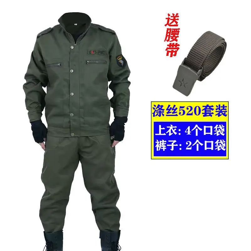 Men's wear-resistant overalls suit spring and summer labor protection clothing outdoor clothing spring summer camouflage suit men s outdoor training suit wear cotton overalls mechanics labor insurance clothing