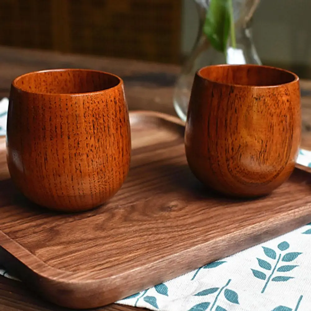 Tea cup 180ml Home Japanese Style Natural Wood Tea Cups Water Cup Wood Round Tea Cups Green Natural Pure Handmade Yerba Mate Cup Mug