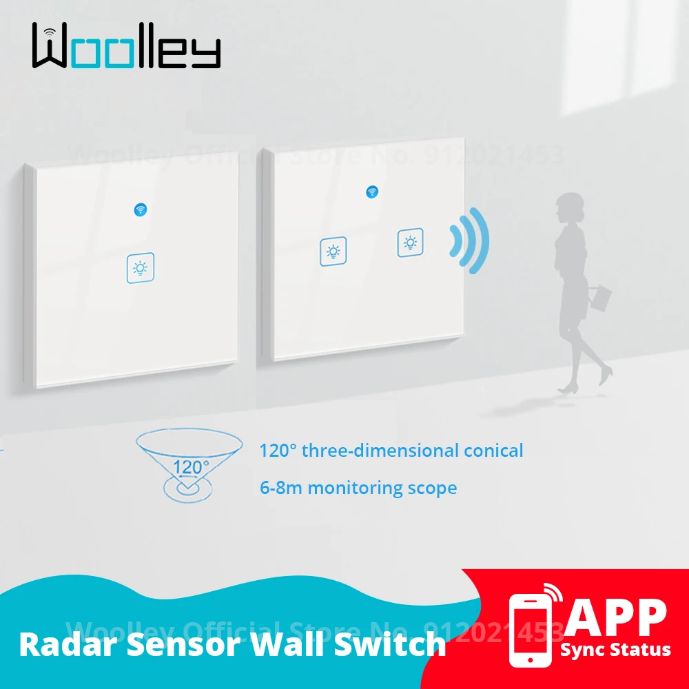 Настенный выключатель Woolley с радаром и Wi-Fi умная сенсорная панель датчиком