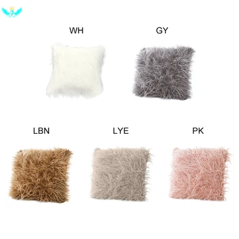 

Solid Fluffy Pillowcase Super Soft Faux Fur Cushion Cover Plush Throw Pillow Cases Home Décor Pillowcover 43cmx43cm DWH5