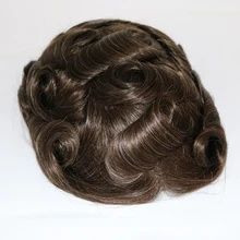 0,12-0,14 мм ПУ кожа парик для мужчин Remy человеческие волосы для мужчин с 1" x 8" PU Тонкий Кожа PU мужской парик