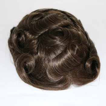 

0.12-0.14mm PU Skin Toupee For Men Remy Human Hair Pieces For Men with 10" x 8" PU Thin Skin Pu Men Hair Toupee