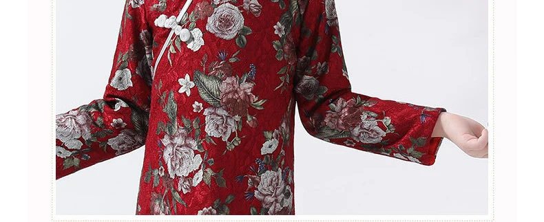 Hanfu/красное улучшенное платье с вышивкой для девочек утепленная осенне-зимняя новогодняя одежда Теплый костюм с длинными рукавами и воротником-стойкой