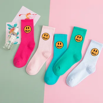 

Drop Ship 2020 Adult Crew Socks Justin Bieber JB Rose Red Pink Drew Smile Face Drew House DrewHouse Street Fashion Sox Lake blue
