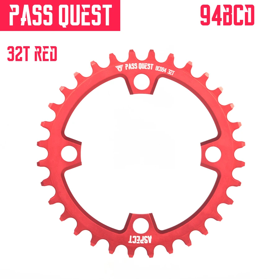 red 32T Pass Quest 94BCD MTB горный велосипед цепь колеса велосипеда узкая широкая Звездочка 32T 34T 36T 38T 40T коленчатая зубная пластина - Цвет: red 32T