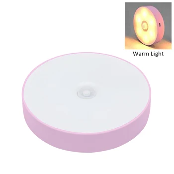 

Home Hallway Bedroom Battery Powered Eye Protection Hotel ABS Closet LED Night Light Round Human Body Induction USB Rechargeable