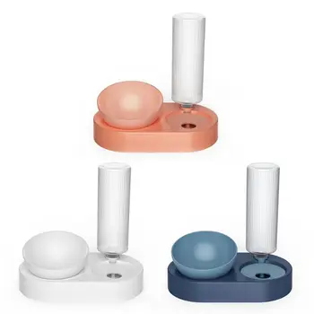 

Dog Cat Double Bowl Automatic Feeder with Water Dispenser Non-slip Raised Stand