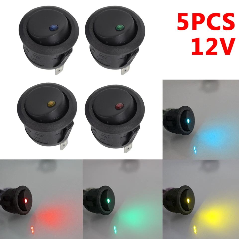 Interruttore A Bilanciere Universale Rotondo ON-OFF A 3 Pin Con Luce Led Rossa Kzq Da 12 V24 V Per Autobarca 2 Pezzi Per Pezzi Di Ricambio 88863019