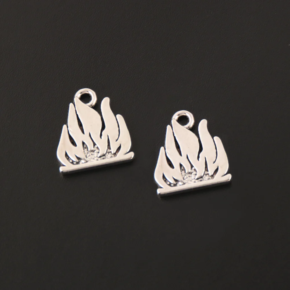 8 Pieces of Silver Classic Flame Mountain-shaped Charm Accessories for Jewelry Making DIY Handmade Crafts | Украшения и