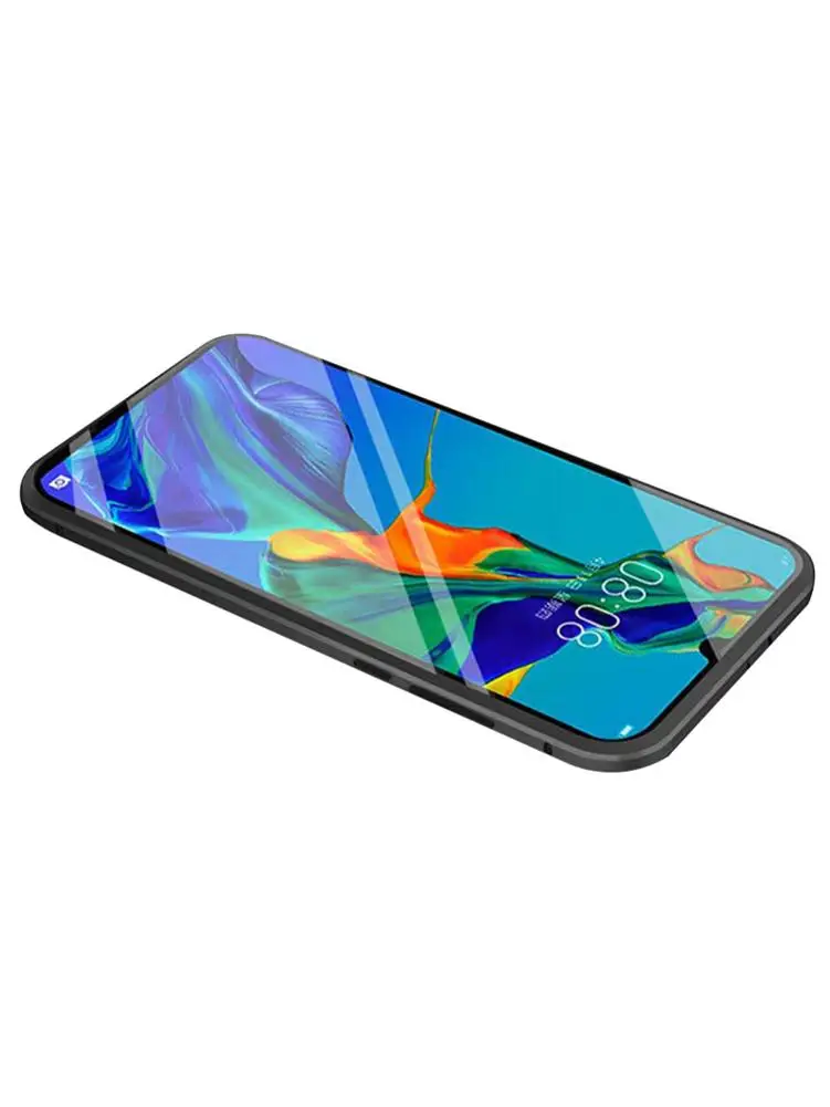 Black Магнитный чехол для huawei P30 Lite чехол металлическое защитное покрытие из закаленного стекла для huawei P30 Pro защитный чехол Аксессуары - Цвет: Black