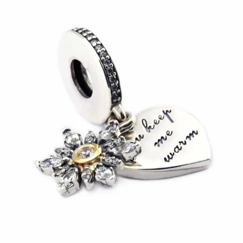 

Snowflake Heart Clear CZ Pendant Charms for Chain Bracelets Silver 925 Jewelry Winter Golden Shine Charms for Jewelry Making