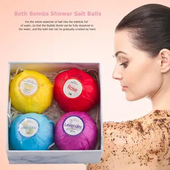 

4pcs Bath Salt Ball Bubble Bomb Moisturize Exfoliating Cleaning Body Skin Care Essential Oil Women Bath Spa Salt