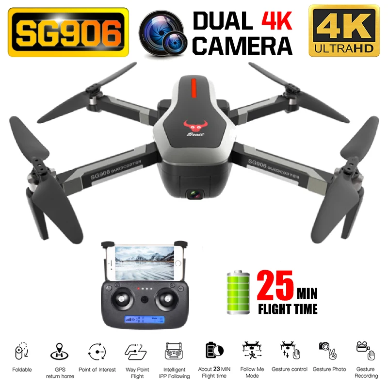 

SG906 Drone GPS 4K HD 5G WIFI FPV Wide Angle Optical Flow Brushless RC Quadcopter Helicopter High Hold Mode Drone With Camera