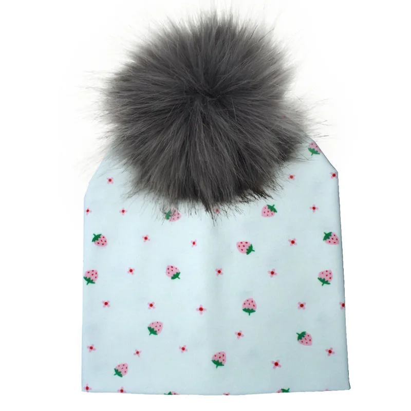 Новинка года; модные шапки с помпоном для маленьких мальчиков и девочек; сезон осень-зима; теплые хлопковые шапки с принтом; детские вязаные шапки для новорожденных - Цвет: 12