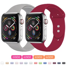 Мягкий силиконовый спортивный ремешок для Apple Watch 5 4 3 2 1 38 мм 42 мм, резиновый ремешок для часов Iwatch series 5 4 40 мм 44 мм