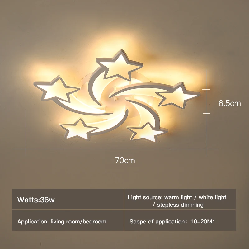 Modern Led Chandeliers For Living Room Kid's Bedroom Art Decor Home Indoor White Star Ceiling Lamps With Remote Control Lights globe chandelier Chandeliers