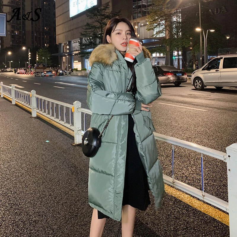 

Anbenser 2020 Women Korean Winter Parkas Coats Thicken Women's Long Padded Jacket With Fur Hooded Cotton Bread Jackets Plus Size