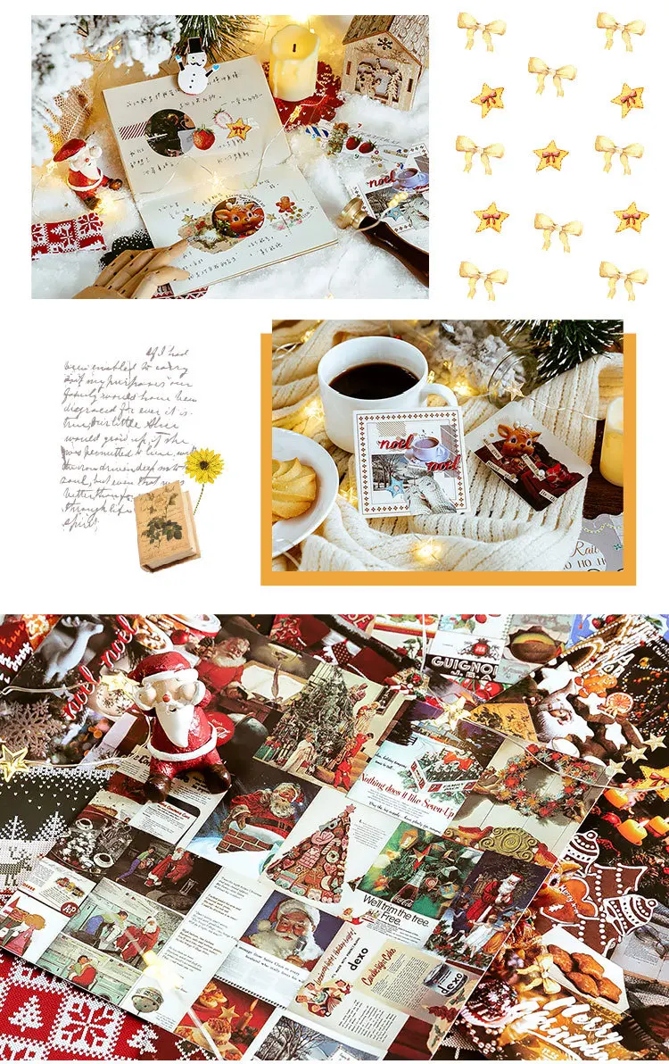 8 листов Рождество Ночной лес серии стикер бумага Скрапбукинг ретро DIY Журнал декоративные клейкие хлопья канцелярские принадлежности
