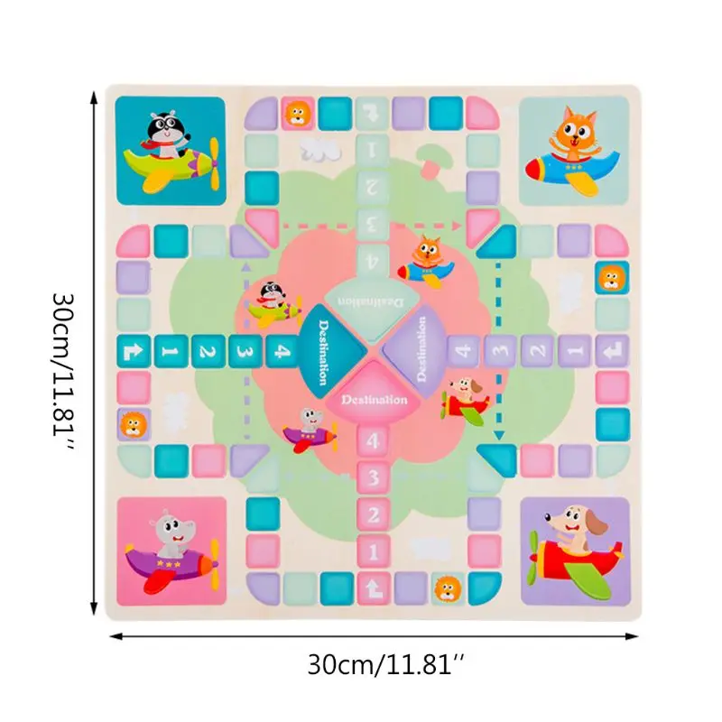 

4 in 1 Wood Chessboard Flight Chess/Gobang/International Chess/Draughts Kid Toy