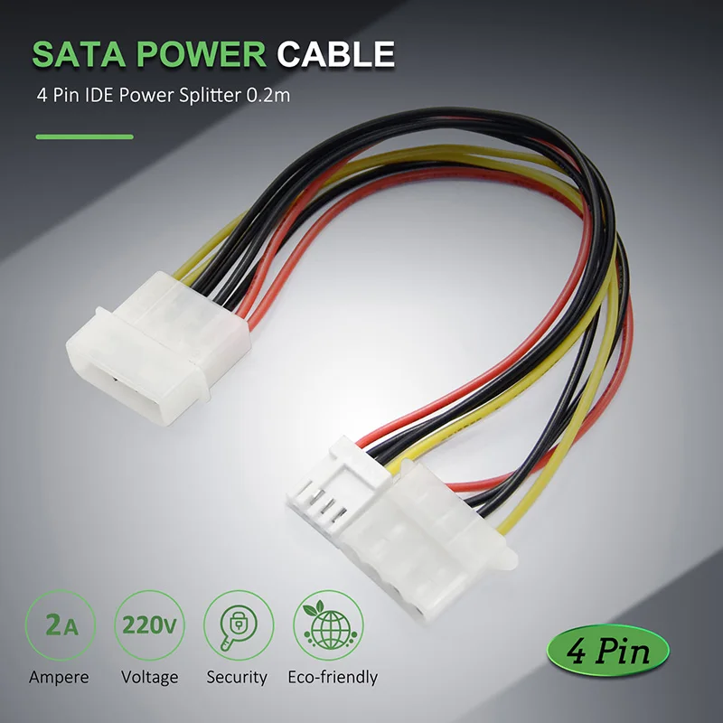 Cabletime 4 Pin IDE Molex Male к 15 Sata Serial ATA Female адаптер для жесткого диска кабель C06|Кабели VGA| |