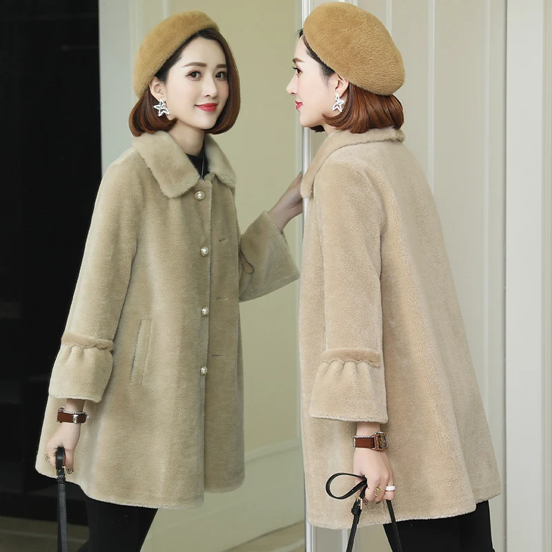 Пальто из натурального меха норковая шерстяная куртка с воротником осень зима