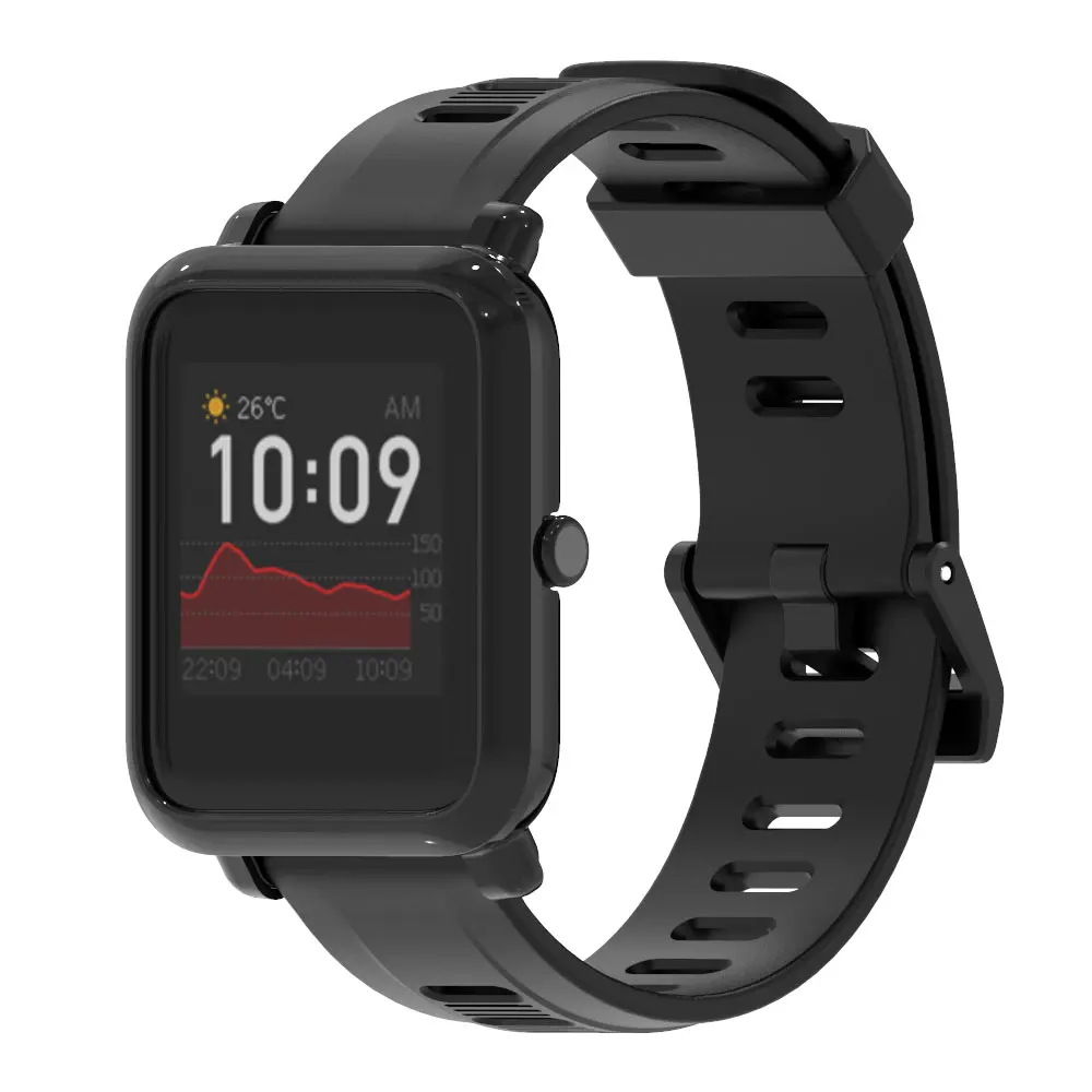 Amazfit Bip S Smartwatch 용 손목 스트랩 Amazfit Bip S Lite 용 20mm 실리콘 시계 밴드 팔찌 보호대 케이스 커버