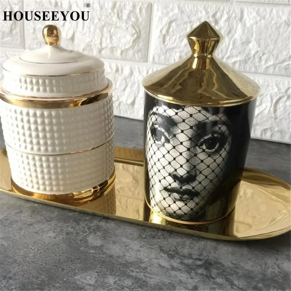Подсвечник Fornasetti, ручной работы, кувшин для свечей, ретро, Lina, для хранения лица, керамический, для украшения дома, ювелирное изделие, коробка для хранения
