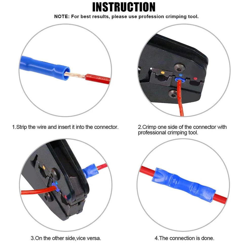 Assortment Of 300 Nylon Butt Connectors (Electrical Wire Splices) - Made In USA, Multi-Color
