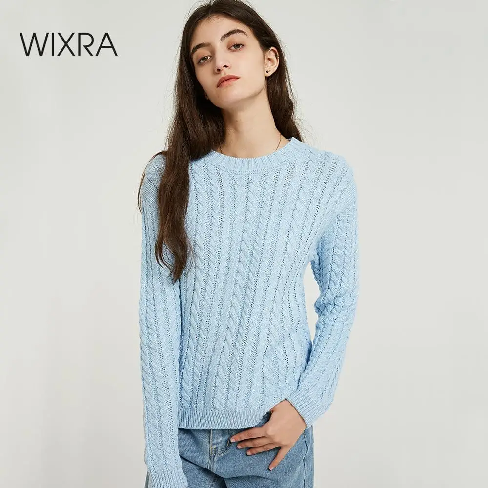 Price Wixra O Neck Sweaters Solid Warm Casual Ladies Long Sleeve Knitted Sweater Pullovers Women s Jumpers Autumn Winter
