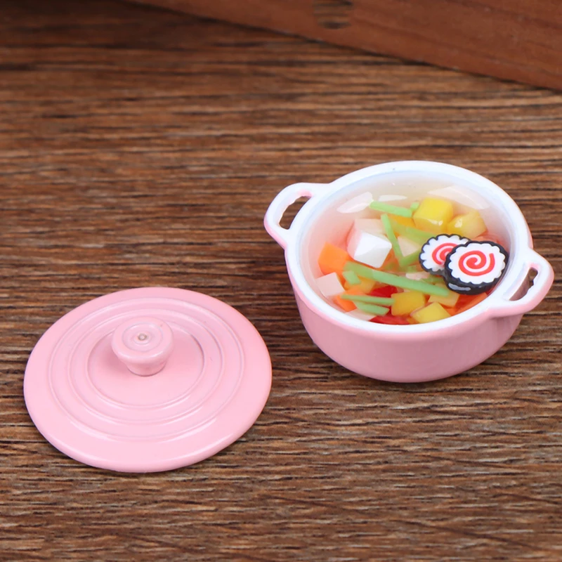 Hot Pot 1:12 Dollhouse Miniature Metal Cooking Soup Pot Cookware Dollhouse Kitchen Accessories Miniature 14