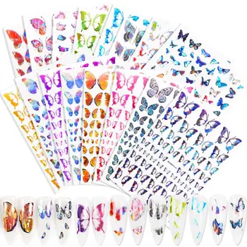 

16 Sheet s 3D Nail Sticker Butterfly Colorful Nail Transfer Decals Foils Wraps Decorations