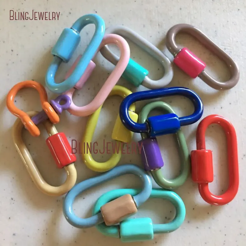 

Enamel Stainless Steel Carabiner Lock Clasp Oval Screw Lock Clasp Links Findings White Pink Red Turquoises FC28707