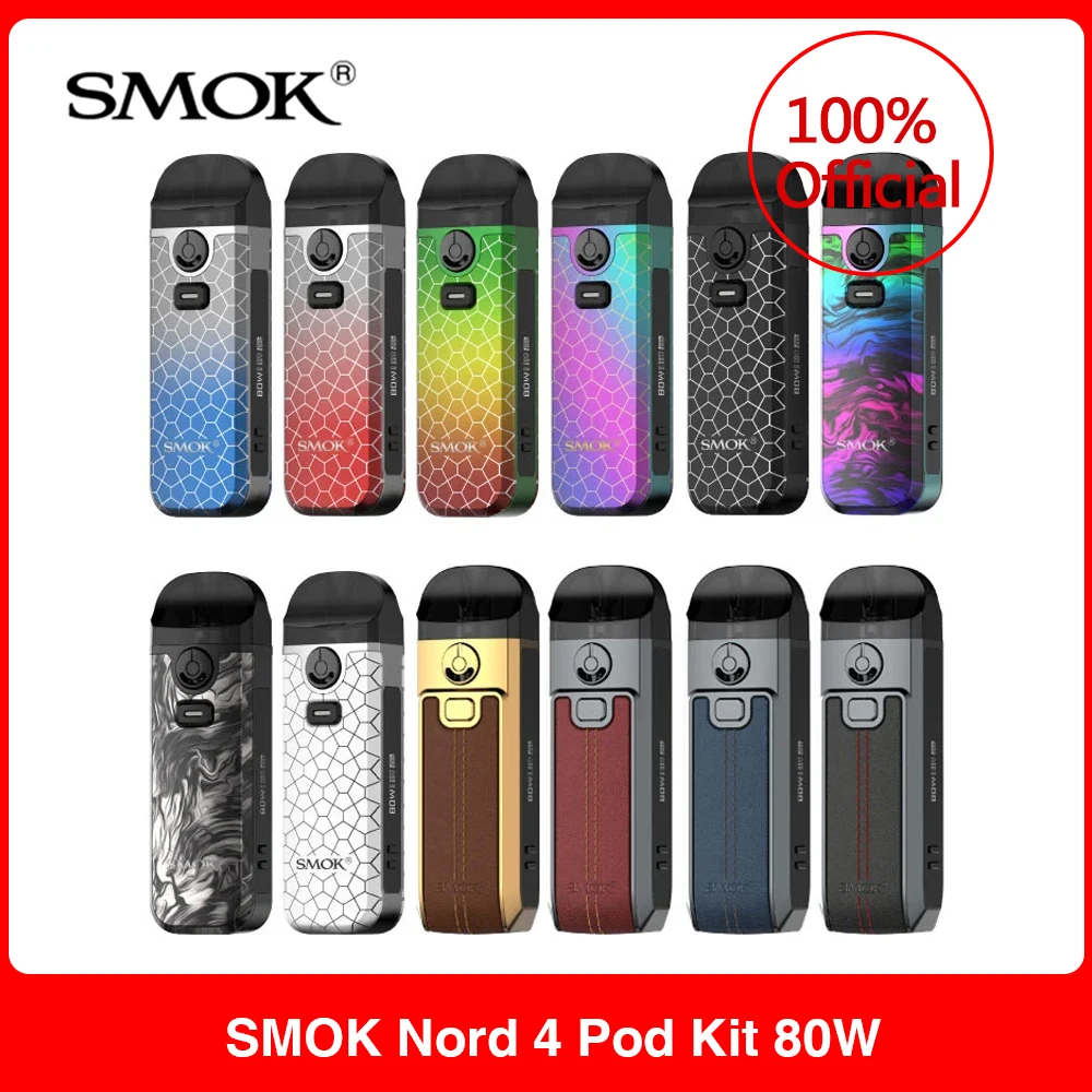 Original humo Nord 4 SISTEMA DE Pod Kit 80W 2000mAh 4,5 ml Nord4 Pod cartucho RPM 2 de malla de bobina E cigarrillo vaporizador del RPM80 Novo