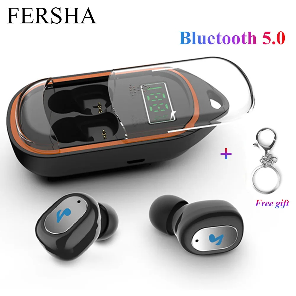 FERSHA TWS Bluetooth наушники Беспроводная спортивная Гарнитура спортивные LED дисплей для